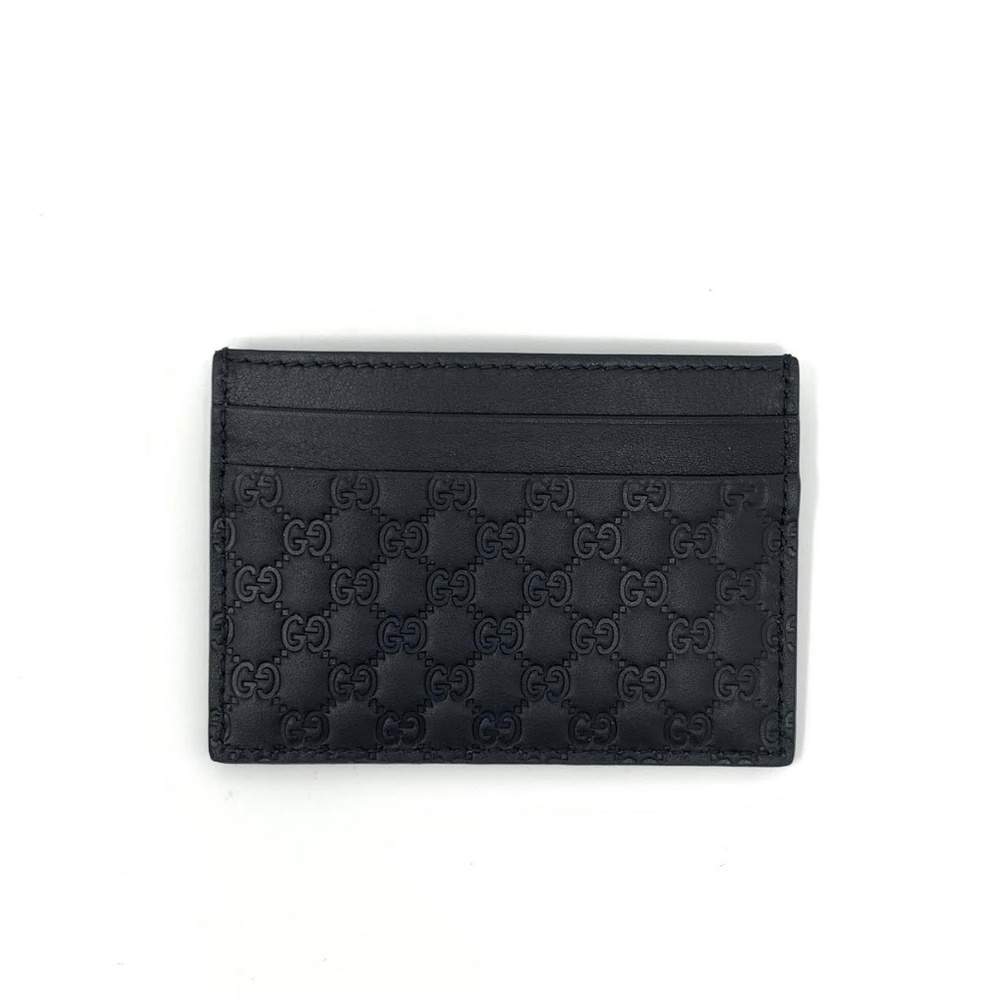 Gucci Black Leather Guccissima Card Holder - Picture 2 of 6